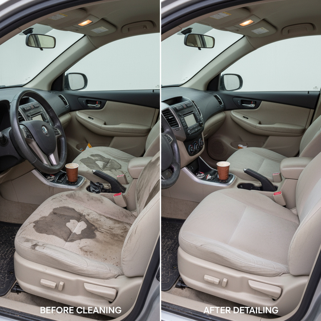 Innenraum Vorher/Nachher – gereinigte Polster und Oberflächen